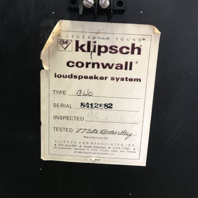 Klipsch Cornwall Type CWO Speakers Walnut Pair image 7