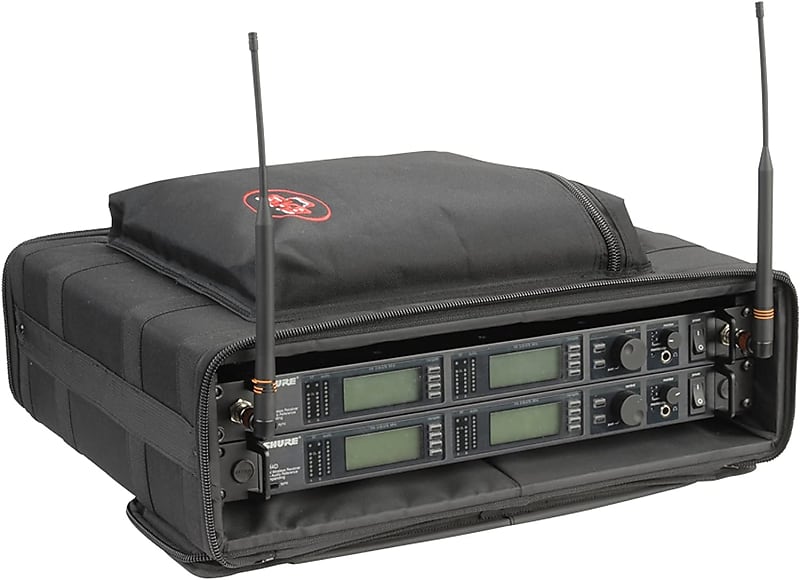 SKB Cases 2U Series Soft Rack Case with Steel Rails, Heavy Duty Zippers, Outer Pocket, and Shoulder Straps, For Wireless Microphone Systems and Pre-Amps image 1