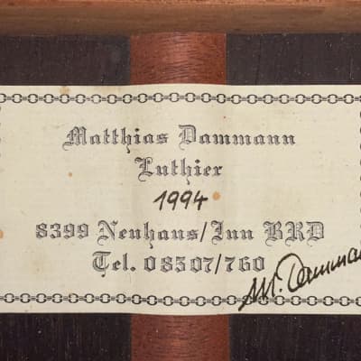 Matthias Dammann 1994 "double-top" - handmade high-end classical guitar by the most famous luthier of Germany + video! image 12