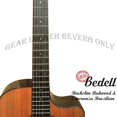 Bedell LTD-DC-RWBR Limited Edition Buckskin Redwood & Esperanza Brazilian Dreadnought cutaway with L.R. Baggs electronic guitar image 11