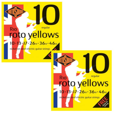 RotoSound Guitar Strings Electric 2-Pack Roto Yellows Nickel Regular 10-46 for sale