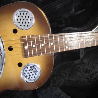 Immagine 1960s Dobro Resophonic Square-Neck Guitar Rudy Dopyera Made Long Beach CA All Original Sunburst - 14