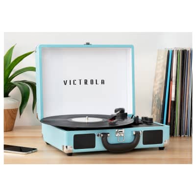 Victrola Journey+ Bluetooth Suitcase Record Player with Matching Record Stand - Turquoise image 6
