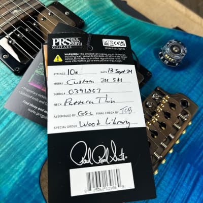 PRS Wood Library Custom 24 Semi-Hollow Flame Maple 10 Top, Korina Back, Torrified Maple Neck, Ziricote FB - Blue Fade 391867 image 14