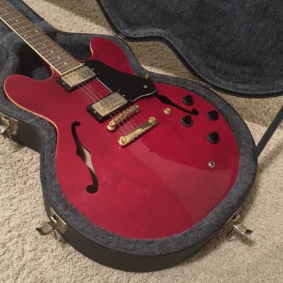 GTX Semi-hollow Copy of gibson es-335 electric Wine red with hard case in excellent condition image 6