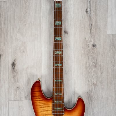 Sire Marcus Miller P10dx 4-String Bass, Roasted Flame Maple Fretboard, Tobacco Sunburst image 4