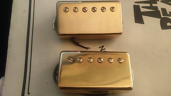 Tom Holmes H450 H455 PAF Humbuckers with Gold Covers US-made!