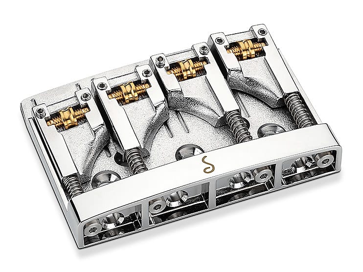 Schaller Germany 3D4 4String Flatmount Roller Bass Bridge, Reverb