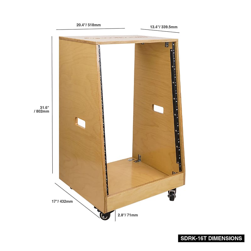 SDRK-16T | DIY Slanted 16U Studio Rack, Plywood, Golden Oak, | Reverb
