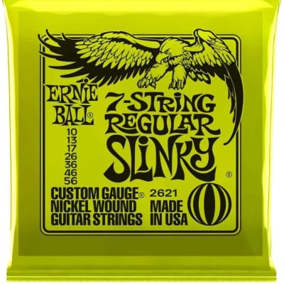 Ernie Ball 7-String Regular Slinky Nickel Wound Electric Guitar Strings, 10-56 Gauge (P02621) image 1