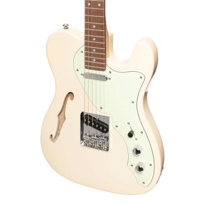 J&D Luthiers Thinline TE-Style Electric Guitar | Vintage White image 5
