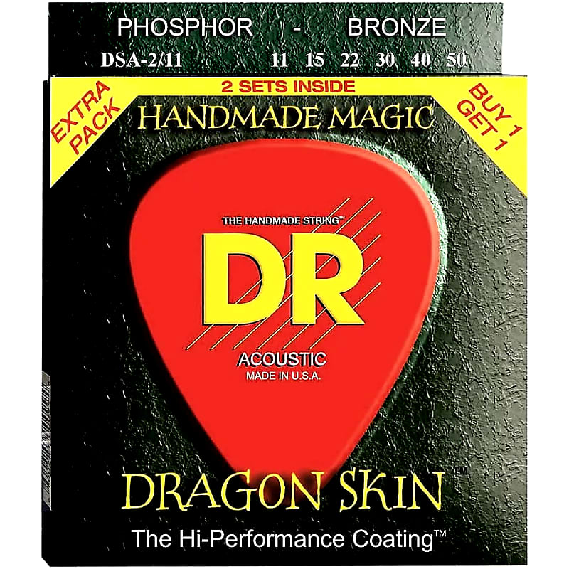 2-Pack DR Dragon Skin DSA2-11 Custom Light Acoustic Strings 11-50 image 1