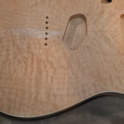Unfinished Telecaster Body Semi-Hollow W/F-Hole Book Matched Figured Quilt Maple Top 2 Piece Premium Alder Back White Binding Chambered Very Light 2lbs 12.5oz! image 5