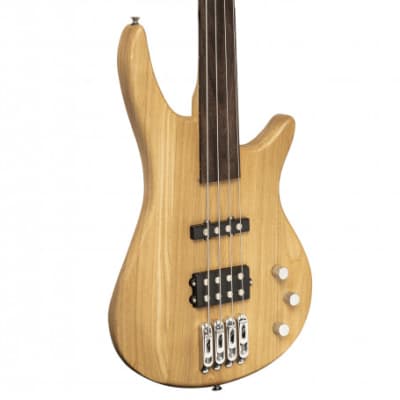 Stagg Fusion 40 Fretless Solid Ash 4-String Electric Bass Natural SBF-40 NAT FL image 2