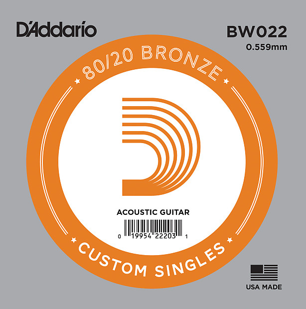D'Addario BW022 Bronze Wound Acoustic Guitar Single String .022 image 1