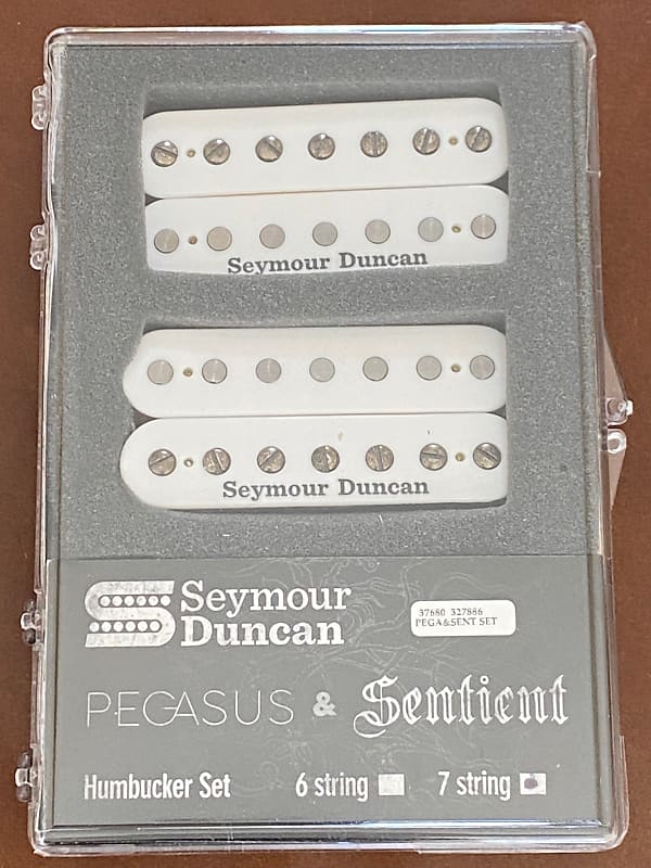 Seymour Duncan Pegasus Bridge & Sentient Neck 7 String Humbucker Passive  Mount Pickup Set In White