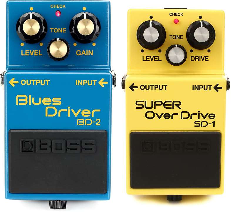 Boss BD-2 Blues Driver Pedal Bundle with Boss SD-1 Super Overdrive Pedal