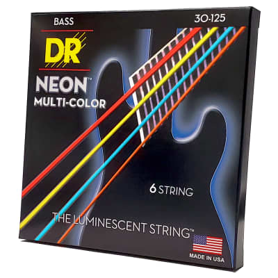 DR Strings Hi-Def Neon Multi-Color Colored Bass Strings: 6-String Medium 30-125 image 4