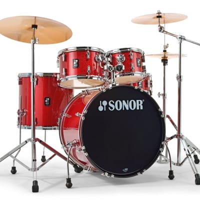 Sonor AQX Stage Drum Set with Hardware, Red Sparkle image 1