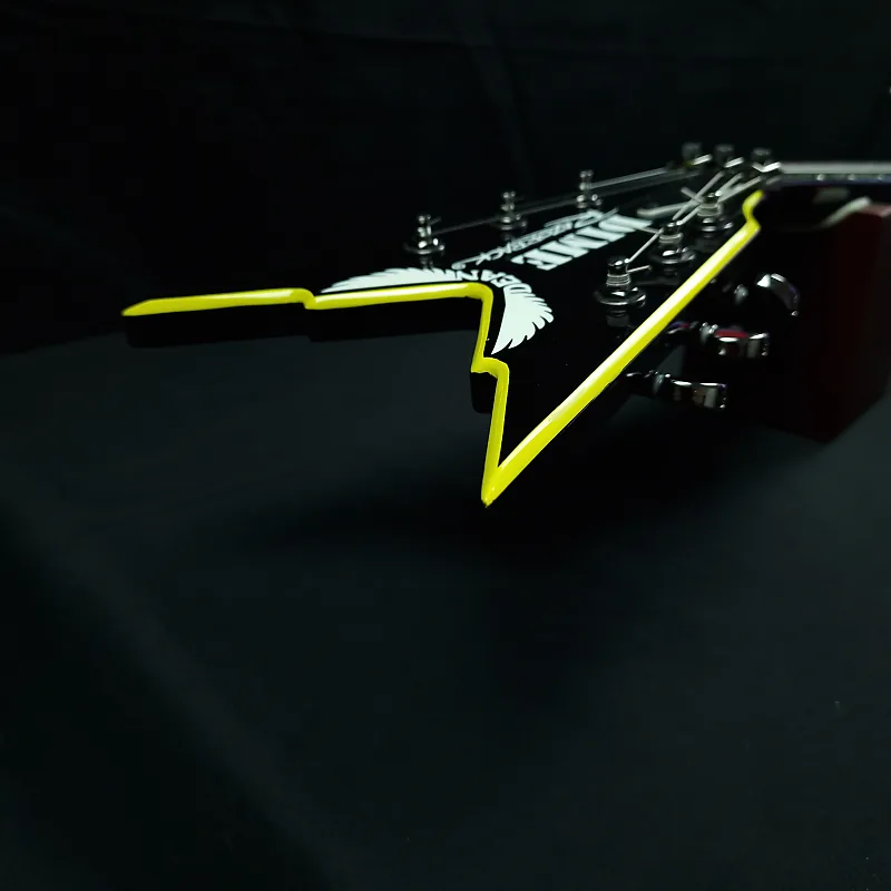 Dean Dime Razorback V 255 Classic Black with Yellow Bevels | Reverb
