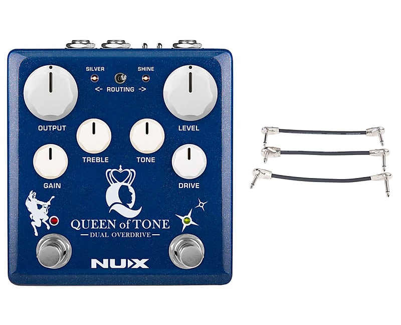 NUX Queen of Tone Dual Overdrive Pedal + Gator Patch Cable 3 Pack image 1