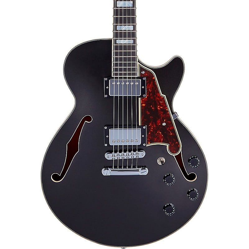 D'Angelico Premier SS Semi-Hollow Electric Guitar with Stopbar Tailpiece Black Flake image 1