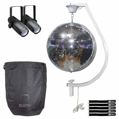 ProX MB-20 20 Mirror Ball with Free-Standing Hook & LED Spot Lights