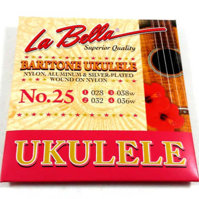 La Bella Ukulele Strings Baritone No. 25 Nylon, Alum, & Silver 028-032-038w-036w image 1