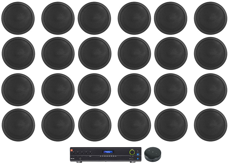 JBL Commercial Amp+Wifi Receiver+(24) Black 6" Ceiling Reverb
