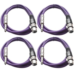 Seismic Audio SATRXL-F6-4PURPLE 1/4" TRS Male to XLR Female Patch Cables - 6' (4-Pack)
