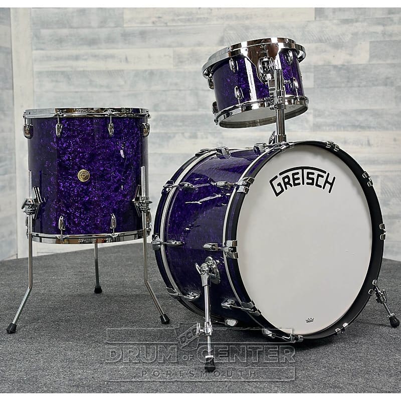 Gretsch Broadkaster 3pc Drum Set 22/12/16 Purple Marine Pearl image 1