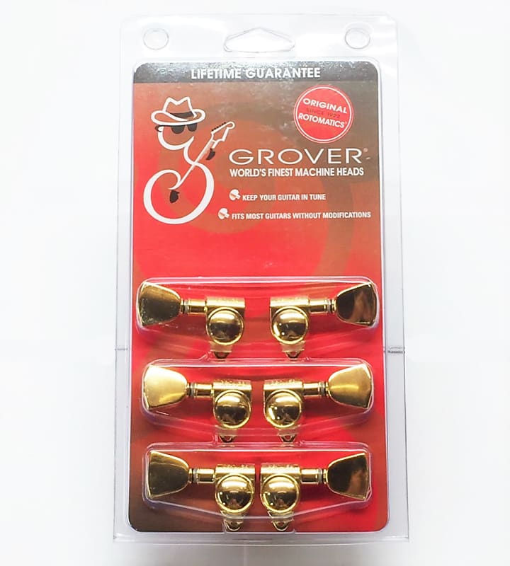 Grover 102GK Original Rotomatic Tuners, 3 +3, Gold Finish, Keystone Button