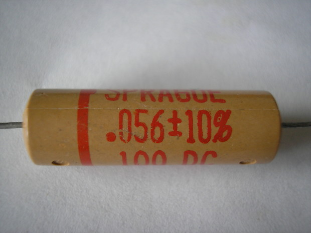 Sprague  .056uf 157P capacitor  1965  Tan image 1