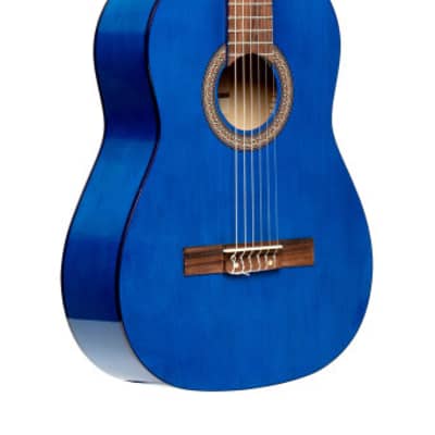STAGG 4/4 classical guitar with linden top blue nylon string full size image 2