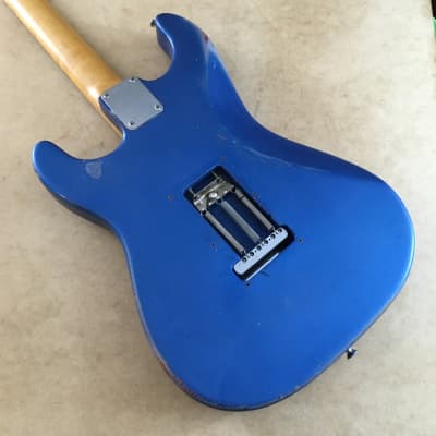 Custom Vintage ST60s Strat Style Lake Placid Blue Over Red Guitar Body Heavy Relic 4.3 Lb image 23