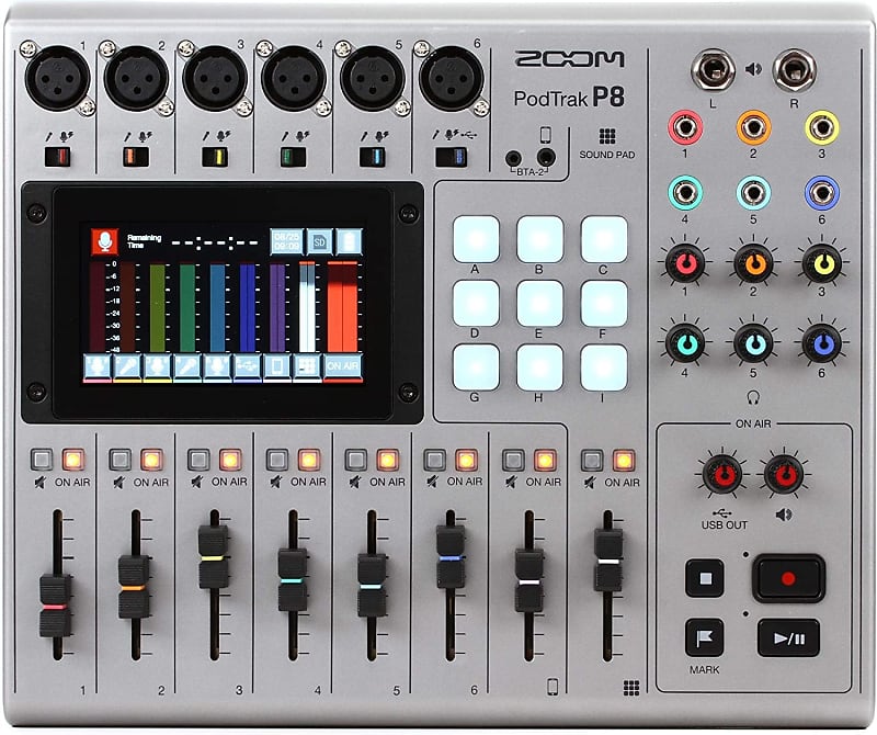 Zoom P8 Podcast Recorder, 6 Microphone Inputs, 6 Headphone Outputs, Phone  Input, with Sound Pads