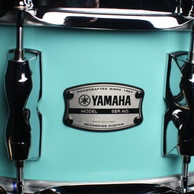 Yamaha Recording Custom 5.5x14" Surf Green Snare Drum (video demo) image 5