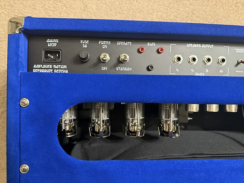 Amplified Nation Overdrive Reverb 100W Head Royal Blue Suede Reverb