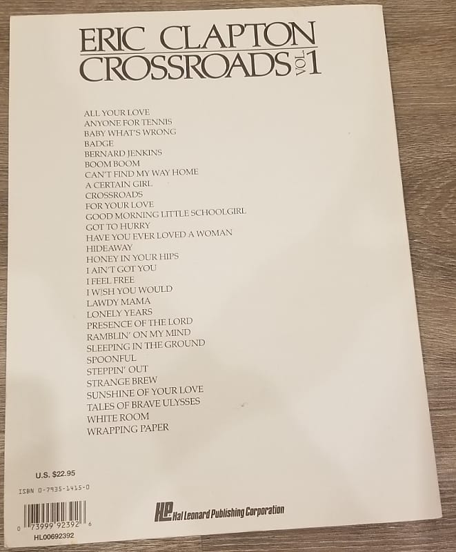 ERIC CLAPTON - CROSSROADS VOLUME 1 - GUITAR TAB BOOK - TABLATURE MUSIC  SONGBOOK