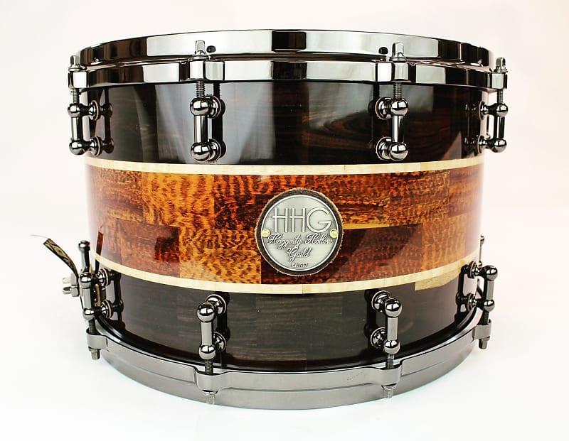 HHG Drums 14x8.5 Blackwood, Snakewood, And Maple Segmented Snare, High Gloss image 1