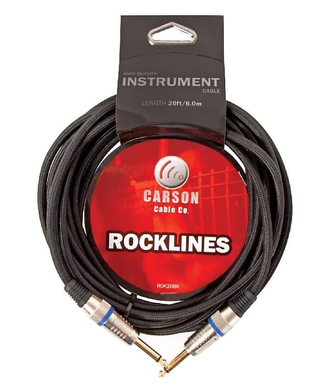 Carson Cable Co Rok20Bk 020 Ft Guitar Cable Braided Black Reverb
