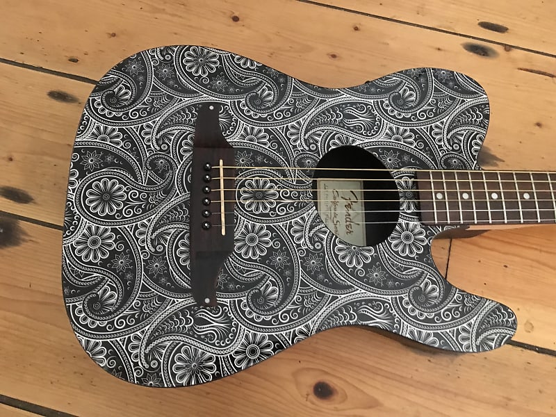 Fender Telecoustic Black Paisley Limited Editon Guitar | Reverb