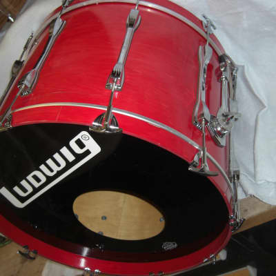 Ludwig Classic Maple 90s Flame Red Shadow Bass Drum 24X16, looks and sounds Great! image 11