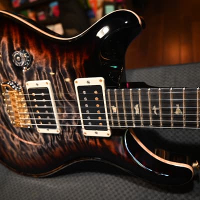 PRS Wood Library Custom 24 Lefty 10-Top Quilt One Piece Top Charcoal Tri-Color Burst #0411 image 5