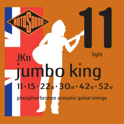 Rotosound Jumbo King Phosphor Bronze Acoustic Guitar Strings Set - JK11 11-52 for sale