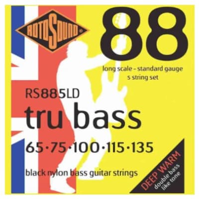 Rotosound RS885LD Black Nylon Flatwound Bass Guitar Strings - 5 Strings