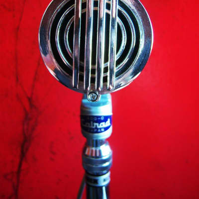 Vintage 1960's Calrad 400C crystal microphone Hi Z "bullet" harp w Lanier mic stand Olson Monarch display prop image 5