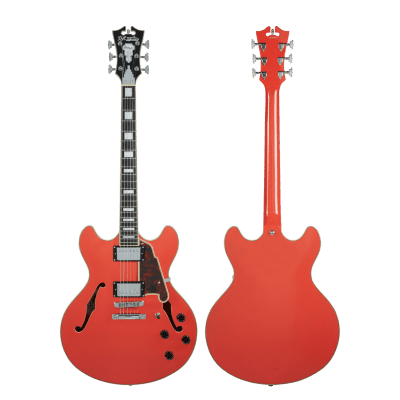 D'Angelico Premier DC Semi-Hollow Double Cutaway Fiesta Red, Stop-Bar Tailpiece, Fiesta Red image 4