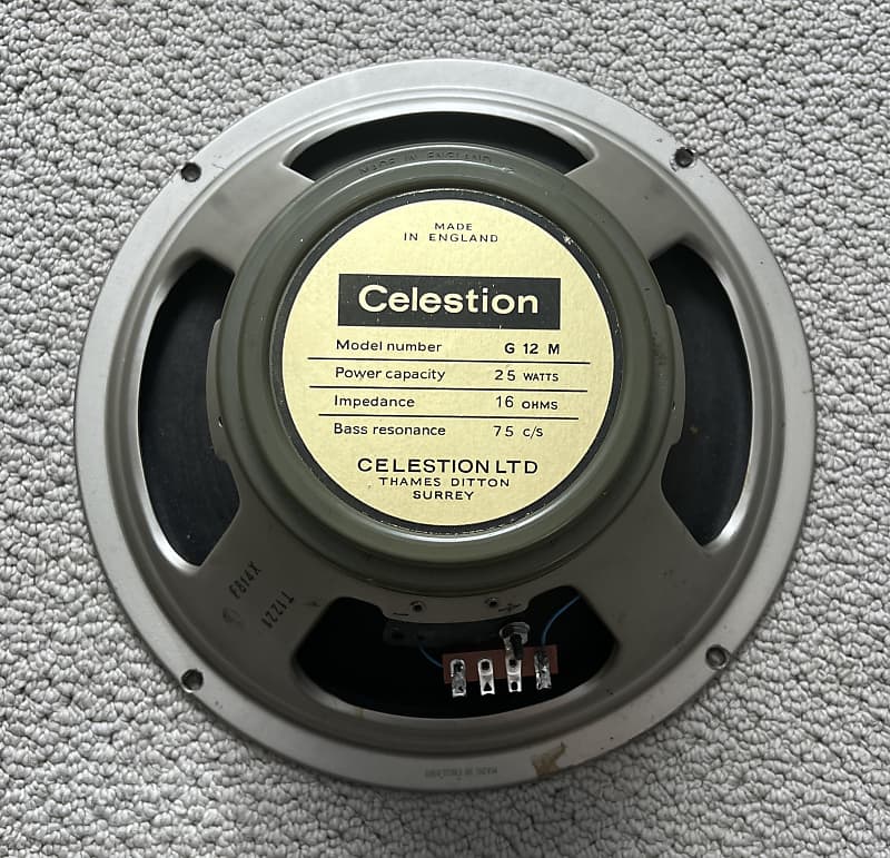 1969 Celestion G12M-25 (T1221) Greenback • Original Pulsonic 1969 Celestion G12M-25 (T1221) Greenback • Original Pulsonic
