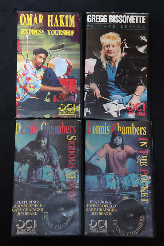 Dennis Chmbers, Gregg Bissonette, Omar Hakim, Drum Instruction VHS Tapes 4pk
